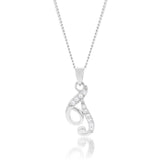 Sterling Silver Rhodium Plated Cubic Zirconia Script "T " Initial Pendant