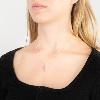 Sterling Silver Rhodium Plated Cubic Zirconia Script "Z " Initial Pendant