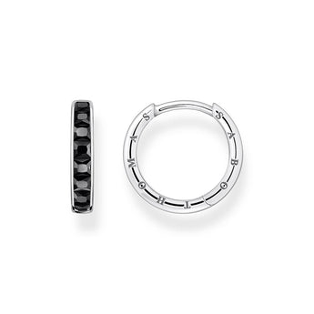 Thomas Sabo Sterling Silver Heritage Black Cubic Zirconia Hoop Earrings