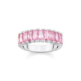 Thomas Sabo Sterling Silver Heritage Pink Baguette Cut Cubic Zirconia Ring