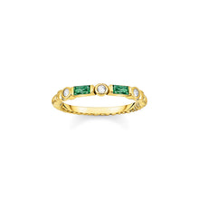 Load image into Gallery viewer, Thomas Sabo Sterling Silver Gold Plated Mystic Island Green Cubic Zirconia Ring