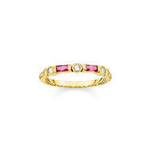 Load image into Gallery viewer, Thomas Sabo Sterling Silver Gold Plated Mystic Island Red Cubic Zirconia Ring