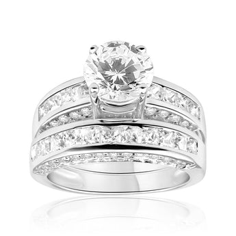Sterling Silver Cubic Zirconia Round Ring