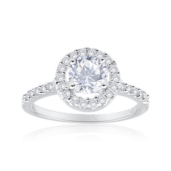 Sterling Silver Cubic Zirconia Round Claw Ring
