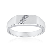 Load image into Gallery viewer, Sterling Silver x3 Diamond Set Gents Ring