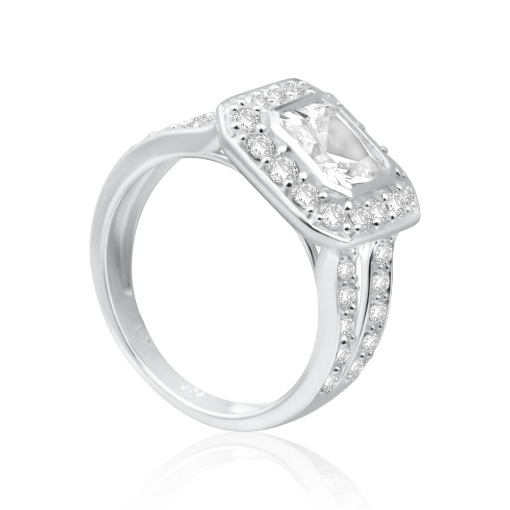 Sterling Silver Cubic Zirconia Octagon Ring