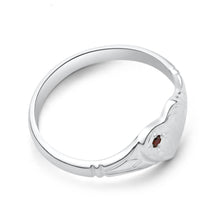 Load image into Gallery viewer, Sterling Silver Garnet Heart Signet Ring Size L