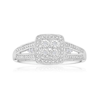 Sterling Silver Striking Diamond Ring