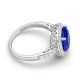Sterling Silver Created Sapphire and Zirconia Ring
