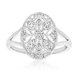 Sterling Silver Rhodium Plated Cubic Zirconia Style Vintage Ring