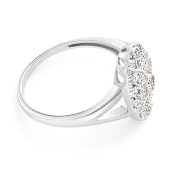 Sterling Silver Rhodium Plated Cubic Zirconia Style Vintage Ring