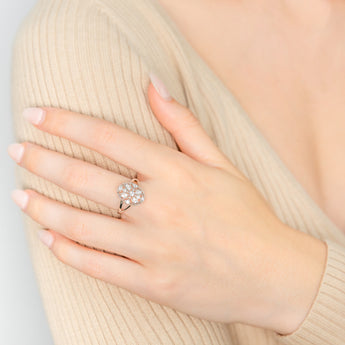 Sterling Silver Rhodium Plated Cubic Zirconia Style Vintage Ring