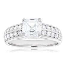 Load image into Gallery viewer, Sterling Silver Cubic Zirconia Princess Cut Channel Set Ring