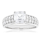 Sterling Silver Cubic Zirconia Princess Cut Channel Set Ring