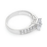 Sterling Silver Cubic Zirconia Princess Cut Channel Set Ring