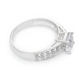 Sterling Silver Cubic Zirconia Princess Cut Channel Set Ring