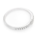 Sterling Silver Rhodium Plated Cubic Heart Channel Band Zirconia Ring
