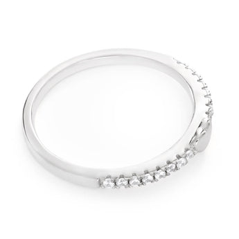Sterling Silver Rhodium Plated Cubic Heart Channel Band Zirconia Ring