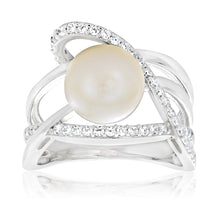 Load image into Gallery viewer, Sterling Silver Cubic Zirconia + Freshwater Pearl Ring   *No Resize*
