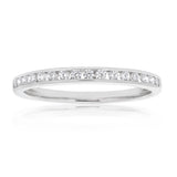 Sterling Silver Rhodium Plated Zirconia Channel Ring