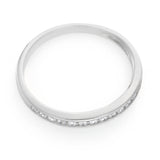 Sterling Silver Rhodium Plated Zirconia Channel Ring