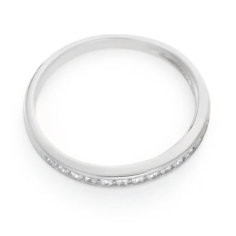 Sterling Silver Rhodium Plated Zirconia Channel Ring