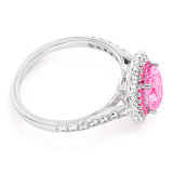 Sterling Silver Rhodium Plated Pink Zirconia Ring