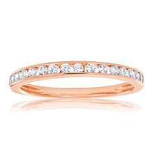 Load image into Gallery viewer, Rose Gold Plated Sterling Silver Cubic Zirconia Channel Set Ring