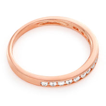 Load image into Gallery viewer, Rose Gold Plated Sterling Silver Cubic Zirconia Channel Set Ring