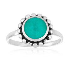 Load image into Gallery viewer, Oxidised Sterling Silver Created Turquoise Ring