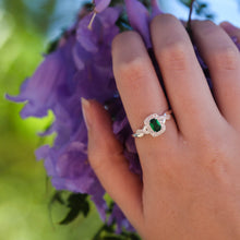 Load image into Gallery viewer, Sterling Silver Created Emerald and Zirconia Ring