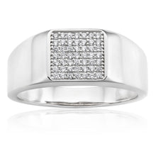 Load image into Gallery viewer, Sterling Silver Rhodium Plated Cubic Zirconia  Signet Ring