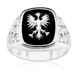 Sterling Silver Eagle Onyx Gents Ring