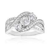 Sterling Silver Cubic Zirconia Ring Rhodium Plated