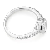 Sterling Silver Rhodium Plated Zirconia Pear-Shaped Pave Set Ring