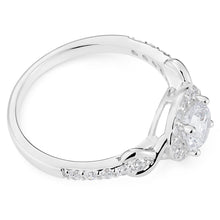 Load image into Gallery viewer, Sterling Silver Rhodium Plated Cubic Zirconia Fancy Halo Ring