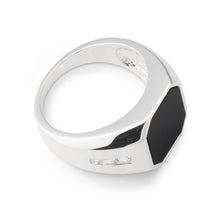Load image into Gallery viewer, Sterling Silver Onyx and White Topaz Gents Ring
