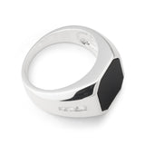 Sterling Silver Onyx and White Topaz Gents Ring