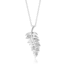 Load image into Gallery viewer, Sterling Silver 1 Diamond Leaf Pendant on 45cm Silver Chain