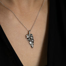Load image into Gallery viewer, Sterling Silver 1 Diamond Leaf Pendant on 45cm Silver Chain