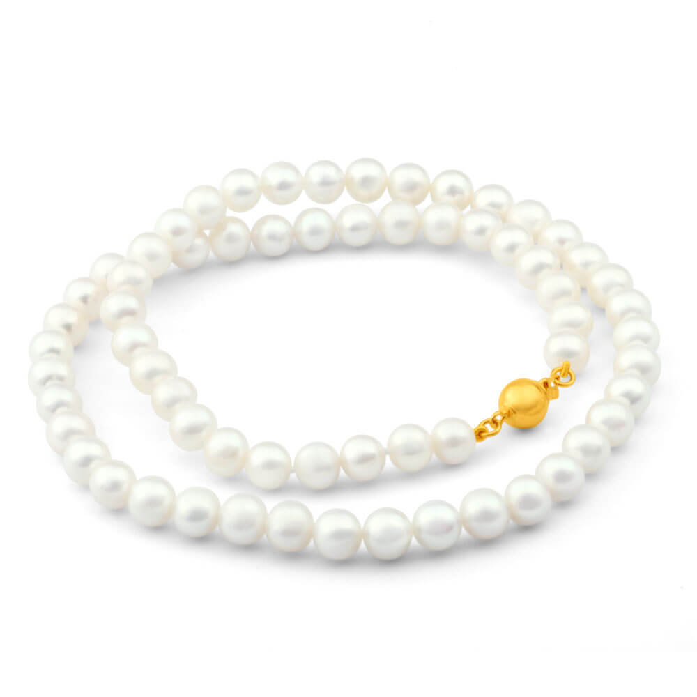 45cm Freshwater Pearl Strand with Silver Gold Plated Clasp