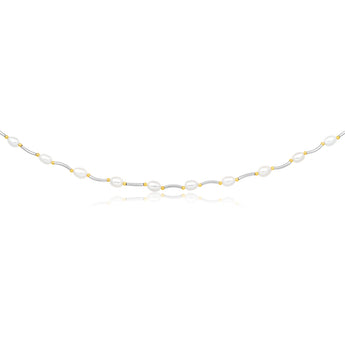 Cream Freshwater Pearl Oval Bar & Ball Necklace
