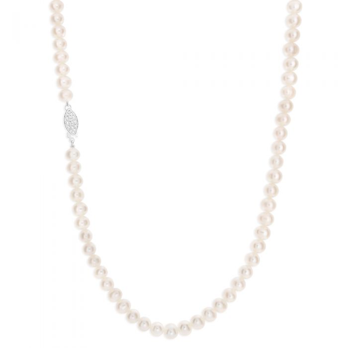 White Freshwater Fish Clasp Pearl Necklace