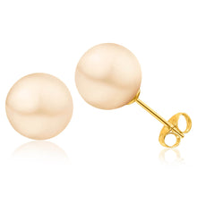 Load image into Gallery viewer, 14ct Yellow Gold 9mm White Freshwater Pearl Stud Earrings
