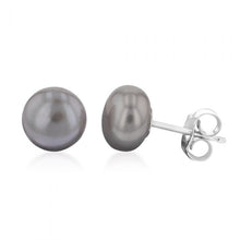 Load image into Gallery viewer, Grey Freshwater Pearl Stud Earrings