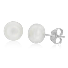 Load image into Gallery viewer, White 7-8mm Freshwater Pearl Stud Earrings