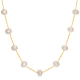 14ct Yellow Gold 6mm White Freshwater Pearl 45cm Necklace