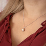 Sterling Silver 8mm White Freshwater Pearl Pendant on 45cm Chain