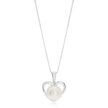 Load image into Gallery viewer, Sterling Silver White Freshwater Pearl Heart Pendant. Includes 45cm Chain.