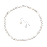 Sterling Silver White Freshwater Pearl Chain & Earring Boxed Set